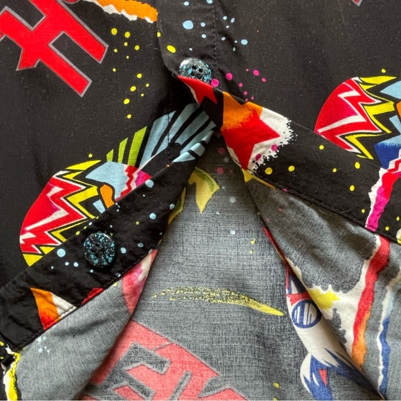 Vintage 90s Planet Hollywood Space Neon Island Jam World Button Down Shirt Sz M - Picture 9 of 13